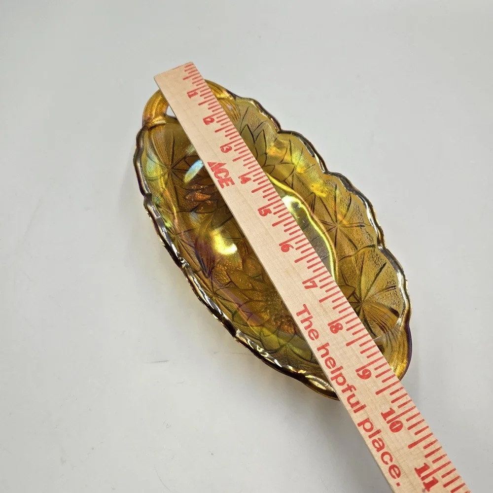 Vintage Indiana Glass‎ Lily Pons 605 Pickle Dish Iridescent Amber Relish Celery